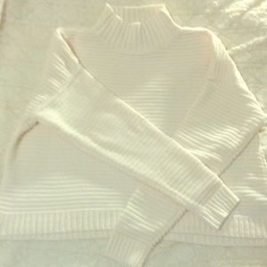 Forever 21 Cream Mock Neck Chenille Sweater